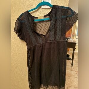 Free People Black Mesh Shirt